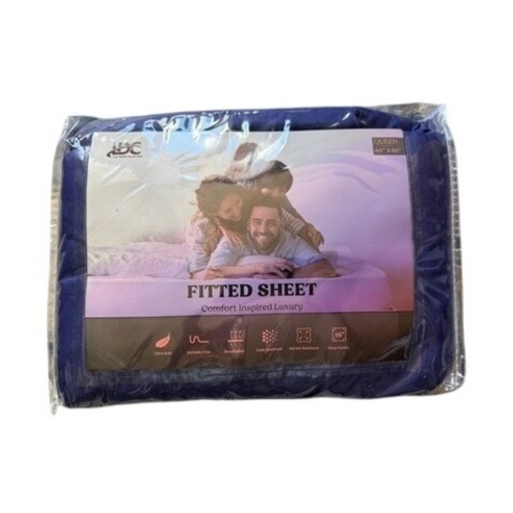 LDC Lux Decor Collection Queen Fitted Sheet Royal Blue Deep Pocket 16" Soft NEW